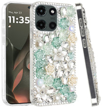 For Motorola Edge 2025 Case Full Rhinestone 3D Rose Bling Fashion Phone Cover