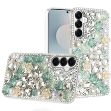 For Samsung S26+ Plus Case Full Rhinestone 3D Rose Bling Cover + Tempered Glass