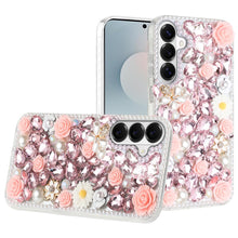 For Samsung S26+ Plus Case Full Rhinestone 3D Rose Bling Cover + Tempered Glass