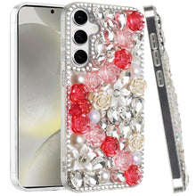 For Samsung S24+/S25+ Case Full Rhinestone 3D Rose Bling Cover + Tempered Glass