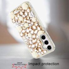 For Samsung S24+/S25+ Case Full Rhinestone 3D Rose Bling Cover + Tempered Glass