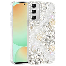 For Samsung Galaxy S24 FE Case Full Rhinestone 3D Rose Jewel Bling Phone Cover