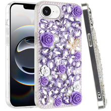 For iPhone 16e Case Full Rhinestone 3D Rose Bling Phone Cover + Tempered Glass