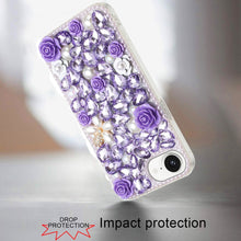 For iPhone 16e Case Full Rhinestone 3D Rose Bling Phone Cover + Tempered Glass