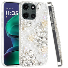 For Moto G Stylus 2025 Case Full 3D Rose Bling Phone Cover + Tempered Glass