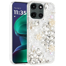 For Moto G Stylus 2025 Case Full 3D Rose Bling Phone Cover + Tempered Glass