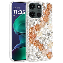 For Moto G Stylus 2025 Case Full 3D Rose Bling Phone Cover + Tempered Glass