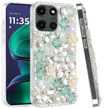 For Moto G Stylus 2025 Case Full 3D Rose Bling Phone Cover + Tempered Glass