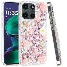 For Moto G Stylus 2025 Case Full 3D Rose Bling Phone Cover + Tempered Glass