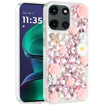 For Moto G Stylus 2025 Case Full 3D Rose Bling Phone Cover + Tempered Glass