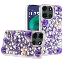 For Moto G Stylus 2025 Case Full 3D Rose Bling Phone Cover + Tempered Glass