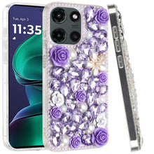 For Moto G Stylus 2025 Case Full 3D Rose Bling Phone Cover + Tempered Glass