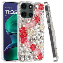 For Moto G Stylus 2025 Case Full 3D Rose Bling Phone Cover + Tempered Glass