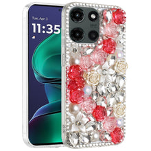 For Moto G Stylus 2025 Case Full 3D Rose Bling Phone Cover + Tempered Glass