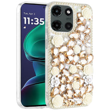 For Moto G Stylus 2025 Case Full 3D Rose Bling Phone Cover + Tempered Glass