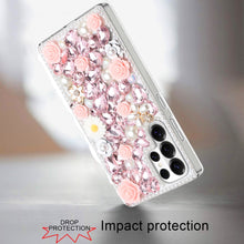 For Samsung S26 Ultra Case Full Rhinestone 3D Rose Bling Cover + Tempered Glass