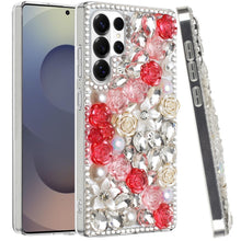 For Samsung S26 Ultra Case Full Rhinestone 3D Rose Bling Cover + Tempered Glass