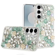 For Samsung S25 FE Case Full Rhinestone 3D Rose Bling Cover + Tempered Glass