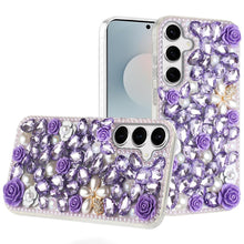 For Samsung S25 FE Case Full Rhinestone 3D Rose Bling Cover + Tempered Glass