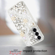 For Samsung S26 6.3" Case Full Rhinestone 3D Rose Bling Cover + Tempered Glass