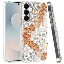 For Samsung S26 6.3" Case Full Rhinestone 3D Rose Bling Cover + Tempered Glass