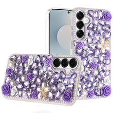 For Samsung S26 6.3" Case Full Rhinestone 3D Rose Bling Cover + Tempered Glass