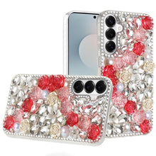 For Samsung S26 6.3" Case Full Rhinestone 3D Rose Bling Cover + Tempered Glass
