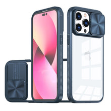 For iPhone 11 6.1 in. Case Rear Lens Slider Cover Rugged Hybrid + Tempered Glass