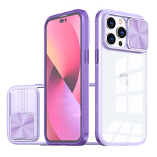 For iPhone 11 6.1 in. Case Rear Lens Slider Cover Rugged Hybrid + Tempered Glass