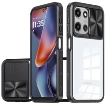 For Moto G 2025 Case Rear Lens Sliding Cover Clear Back Hybrid + Tempered Glass