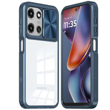 For Moto G 2025 Case Rear Lens Sliding Cover Clear Back Hybrid + Tempered Glass