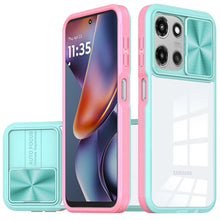 For Moto G 2025 Case Rear Lens Sliding Cover Clear Back Hybrid + Tempered Glass