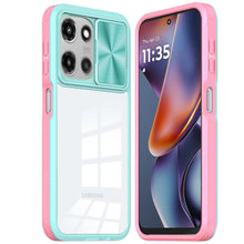 For Moto G 2025 Case Rear Lens Sliding Cover Clear Back Hybrid + Tempered Glass