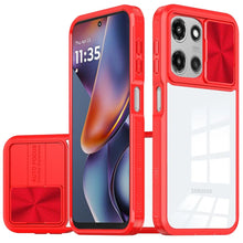 For Moto G 2025 Case Rear Lens Sliding Cover Clear Back Hybrid + Tempered Glass