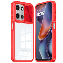 For Moto G 2025 Case Rear Lens Sliding Cover Clear Back Hybrid + Tempered Glass