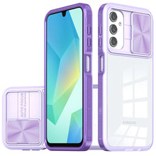 For Samsung A16 5G Case Rear Lens Sliding Cover Clear Hybrid + Tempered Glass