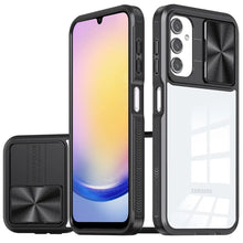 For Samsung A25 5G Case Rear Lens Sliding Cover Rugged Cover + Tempered Glass