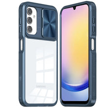 For Samsung A25 5G Case Rear Lens Sliding Cover Rugged Cover + Tempered Glass