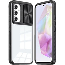 For Samsung A36 Case Rear Lens Sliding Cover Clear Hybrid + Tempered Glass