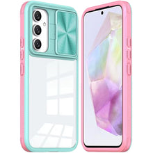 For Samsung A36 Case Rear Lens Sliding Cover Clear Hybrid + Tempered Glass