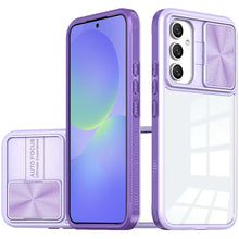 For Samsung A36 Case Rear Lens Sliding Cover Clear Hybrid + Tempered Glass
