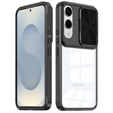 For Samsung S25 Edge Case Sliding Lens Cover Rugged Clear Back + Tempered Glass