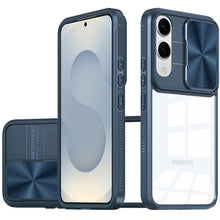 For Samsung S25 Edge Case Sliding Lens Cover Rugged Clear Back + Tempered Glass