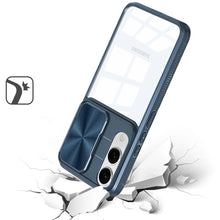 For Samsung S25 Edge Case Sliding Lens Cover Rugged Clear Back + Tempered Glass