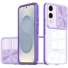 For Samsung S25 Edge Case Sliding Lens Cover Rugged Clear Back + Tempered Glass