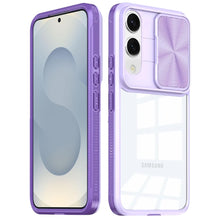 For Samsung S25 Edge Case Sliding Lens Cover Rugged Clear Back + Tempered Glass