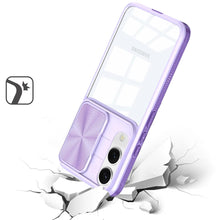 For Samsung S25 Edge Case Sliding Lens Cover Rugged Clear Back + Tempered Glass