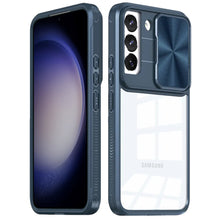 For Samsung S23 FE 5G Case Rear Lens Sliding Cover Hybrid + Tempered Glass
