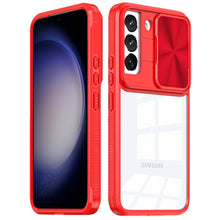 For Samsung S23 FE 5G Case Rear Lens Sliding Cover Hybrid + Tempered Glass