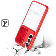 For Samsung S23 FE 5G Case Rear Lens Sliding Cover Hybrid + Tempered Glass